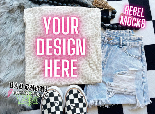 LAT Natural Leopard Flat Lay Mock Up