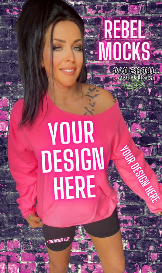 PINK Off Shoulder IRL Model Mock VIBIN