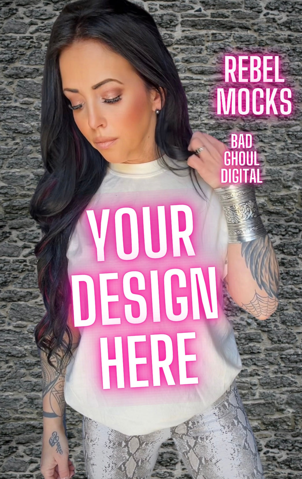 BUNDLE 3 Mocks Ivory Tee Model Mock Up TRENDING