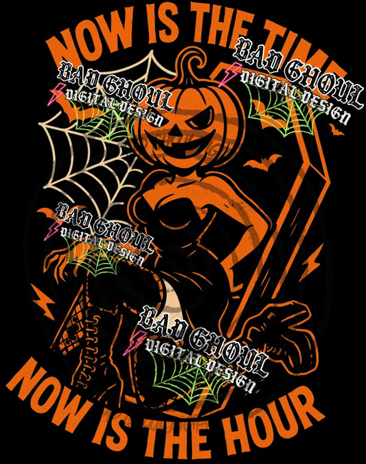 Now is The Time- PNG DOWNLOAD Black Fabric Only