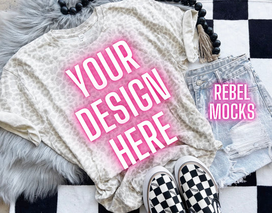 LAT Natural Leopard Flat Lay Mock Up