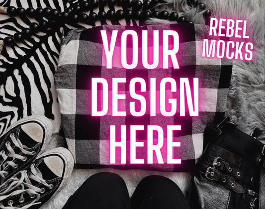 Black and White Checkered Flannel Mock Up