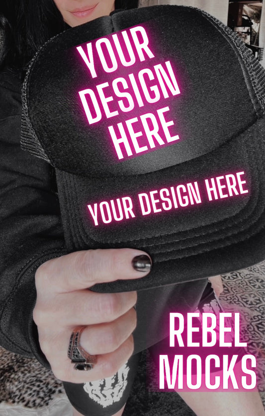 Black Alt Trucker Style Hat Mock UP