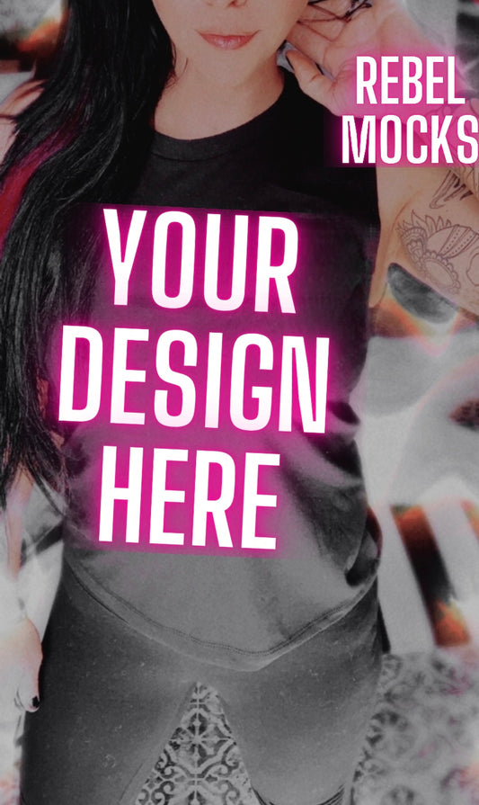 Grungy Alt Vibez Black Muscle Tank Model Mock Up