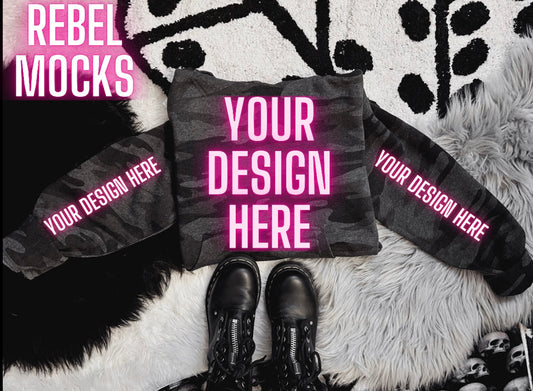 J America Black Camo Hoodie Sweatshirt Trendy Mock Up