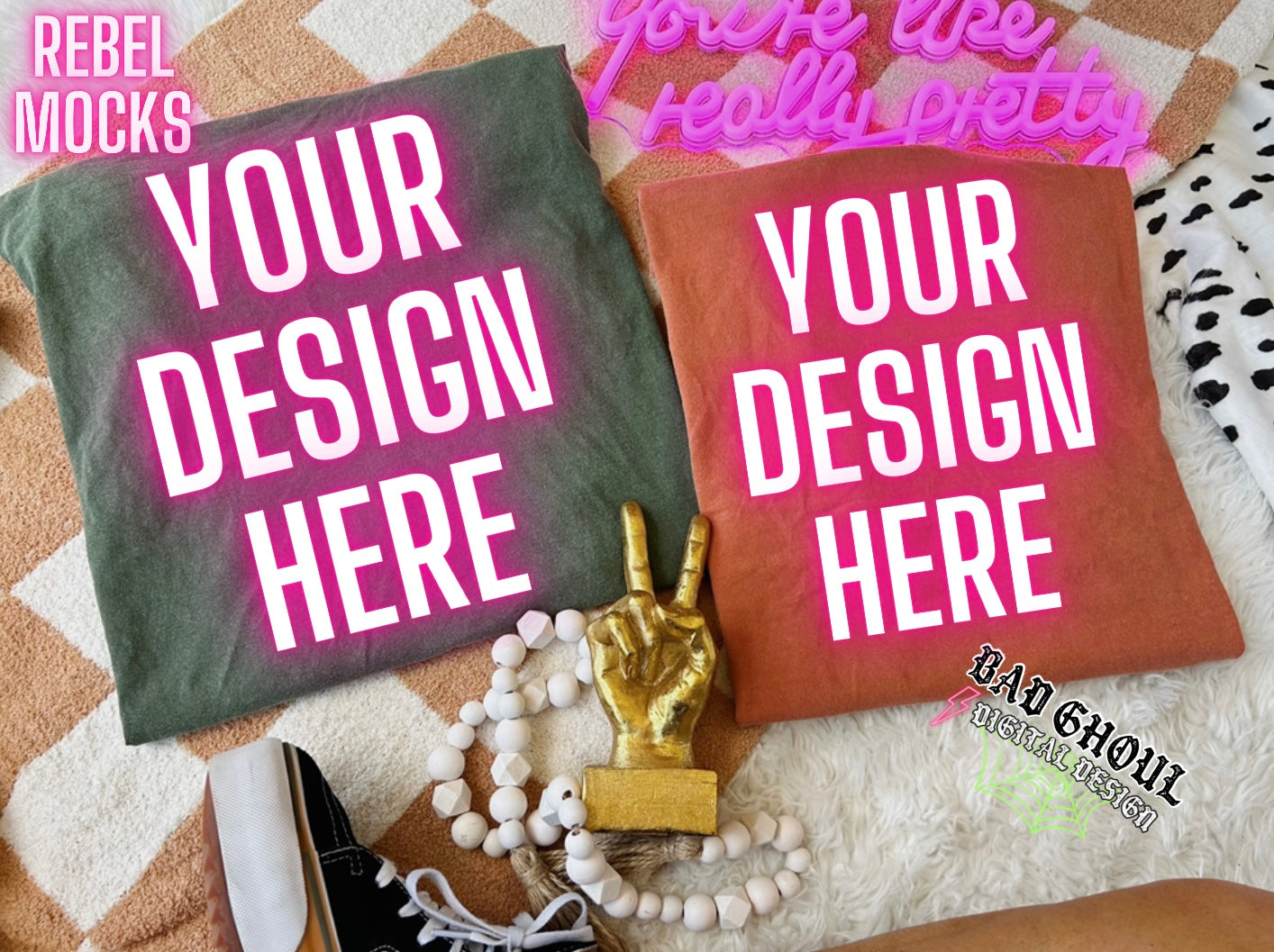 Comfort Colors Hemp & Yam Flat Lay Mock Up TRENDING