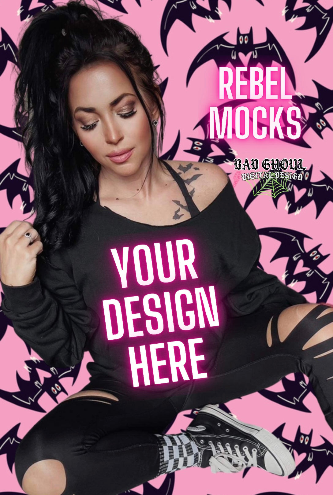 BUNDLE- 3- Spooky Vibes Off Shoulder IRL Model Mock Up TRENDING