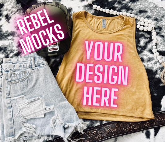 VIBIN Next Level Antique Gold Tank Flat Lay Mock UP
