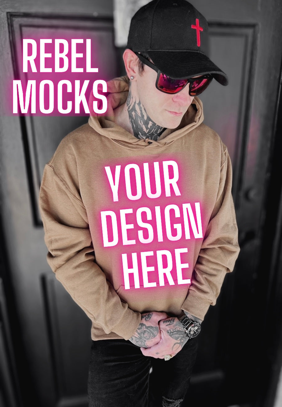 Mens Alt Style Pecan Hoodie Model Mock Up
