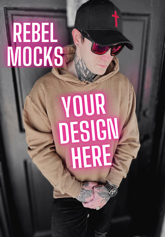 Mens Alt Style Pecan Hoodie Model Mock Up