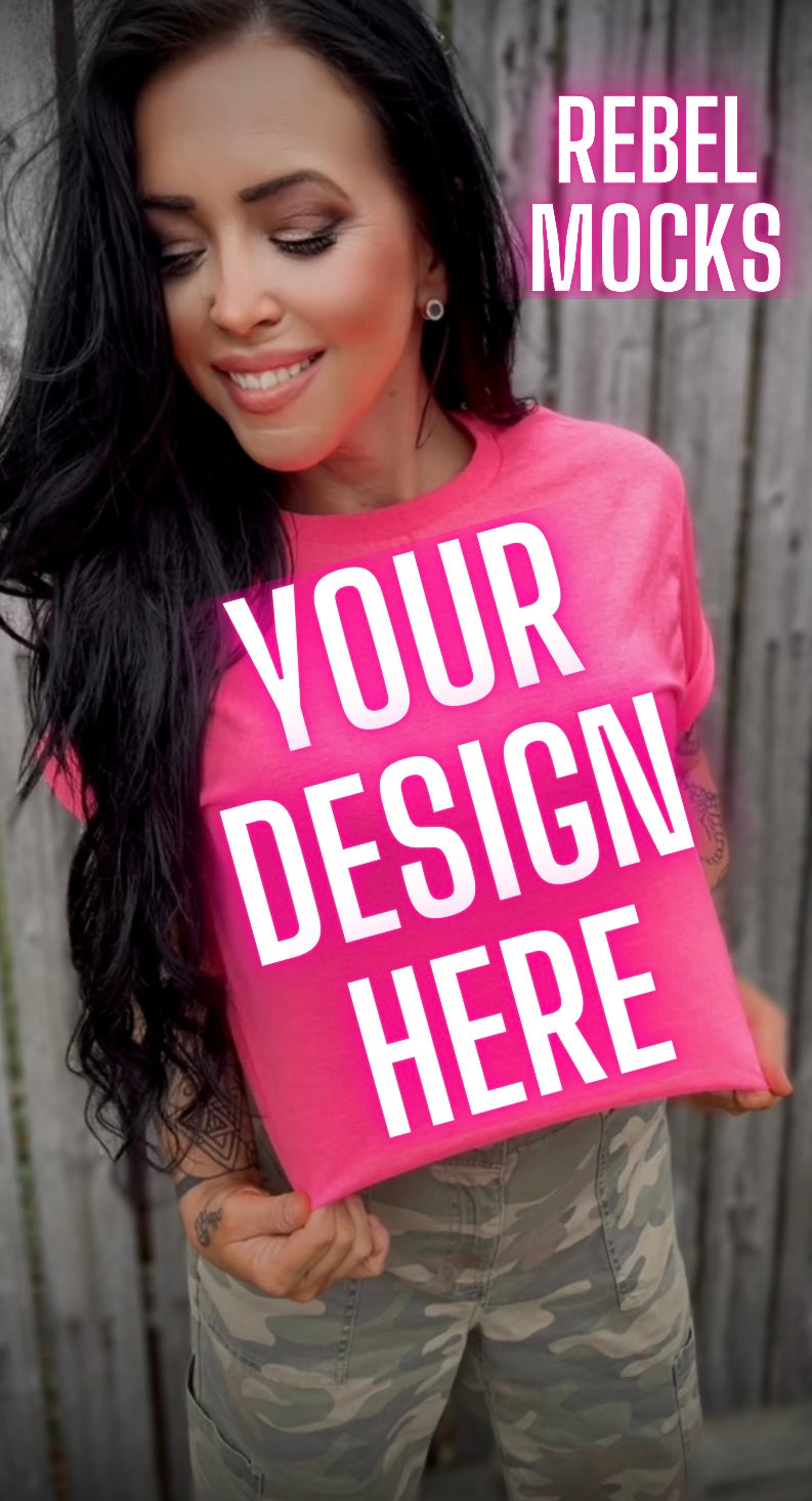 Neon Pink Tee Model Mock Up Edgy Vibes