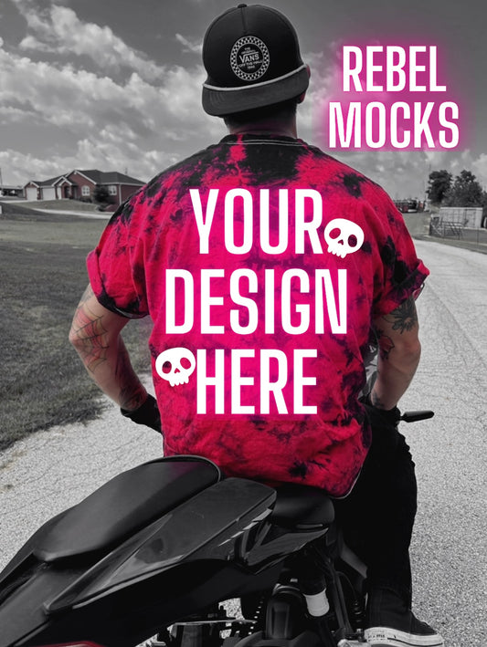 MOTO Mens Red and Black Tee Edgy Trendy Mock Up