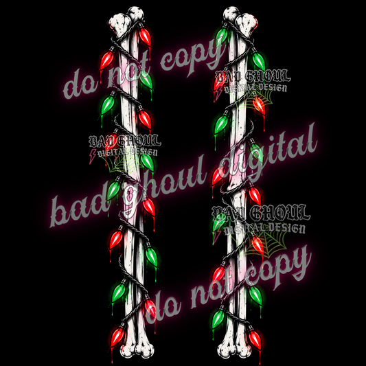 Christmas Skeleton Bones Sleeve | PNG DOWNLOAD BLACK FAB ONLY