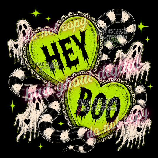 Hey Boo - Hearts | PNG DOWNLOAD BLACK FAB ONLY