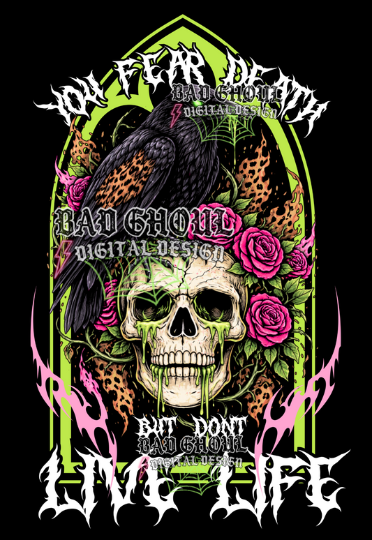 You fear death but don't live life | PNG DOWNLOAD BLACK FAB ONLY
