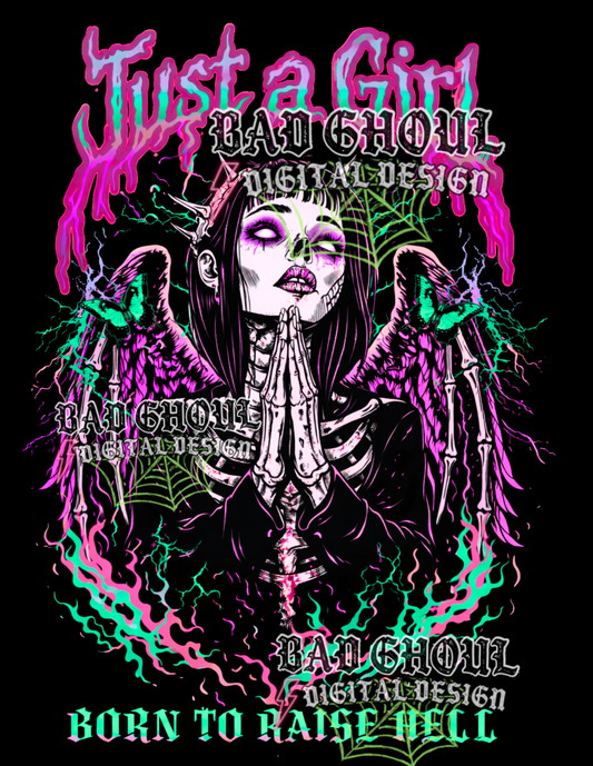 Just a girl born to raise hell | PNG DOWNLOAD BLACK FAB ONLY