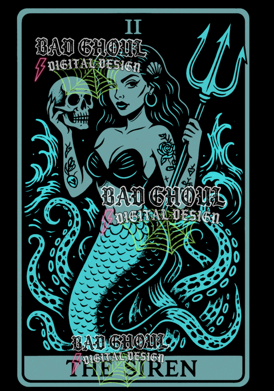 The Siren - Tarot Card | PNG DOWNLOAD BLACK FAB ONLY