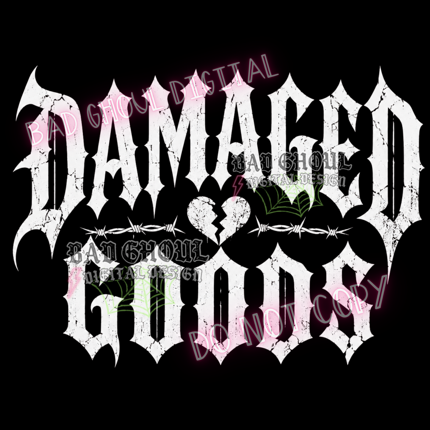 Damaged Goods | PNG DOWNLOAD | Black Fabric Only