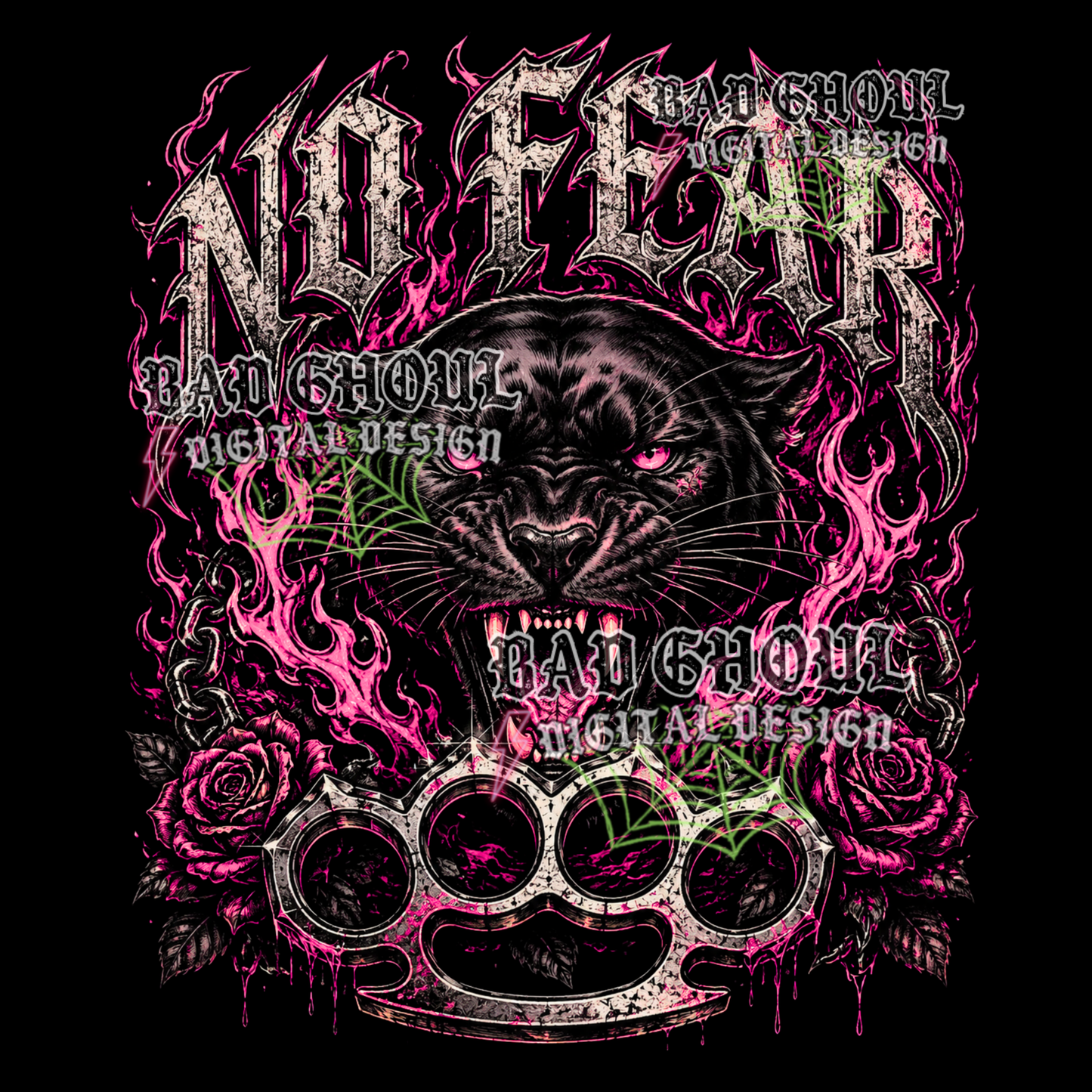 No Fear - Panther | PNG DOWNLOAD | Black Fabric Only