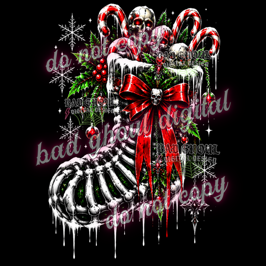 Dark Christmas Stocking | PNG DOWNLOAD BLACK FAB ONLY