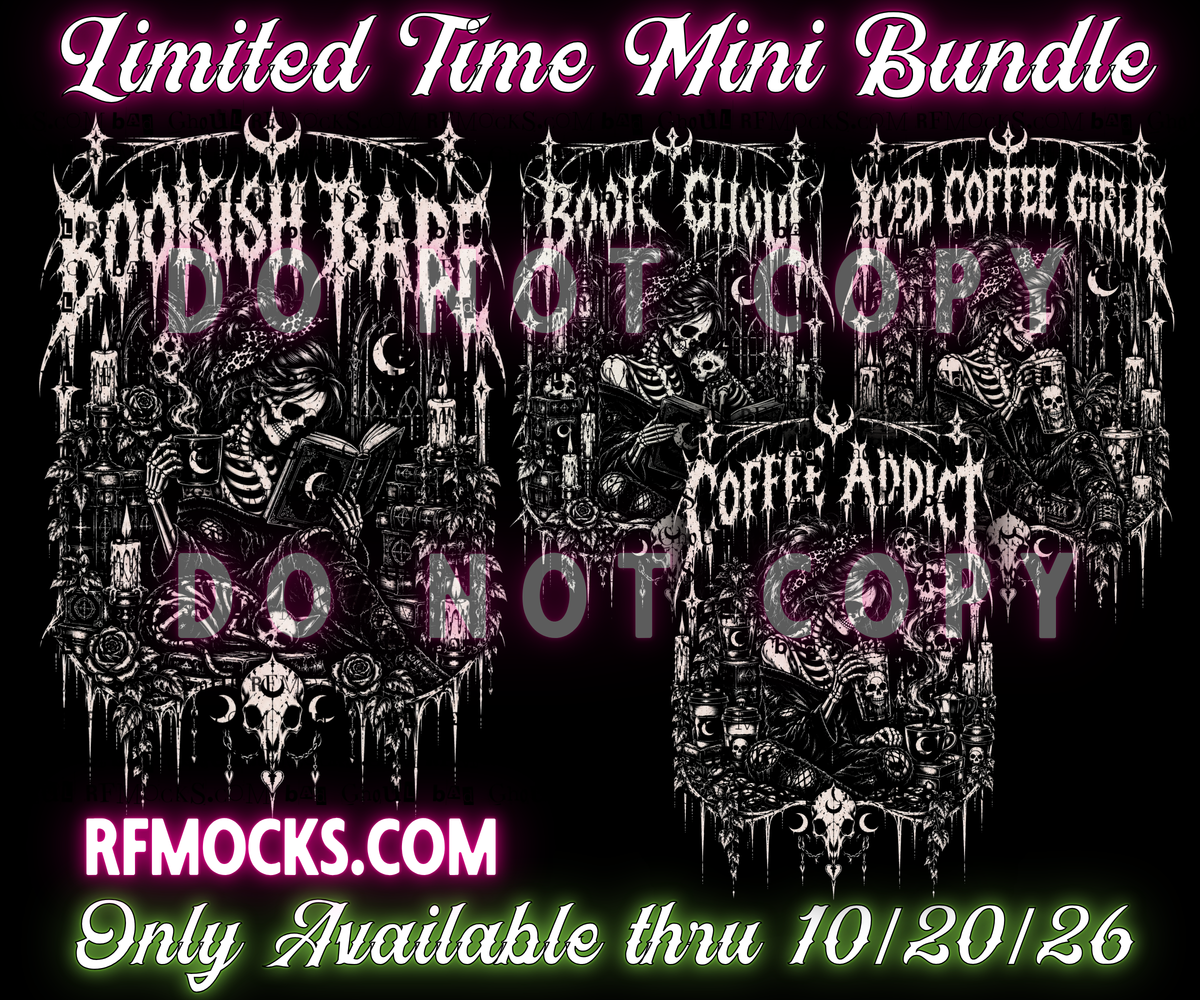 Books + Coffee | Limited Time Mini Bundle | PNG DOWNLOAD BLACK FAB ONLY