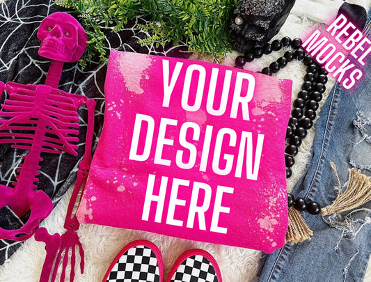 Acid Wash Pink Flat Lay Mock Up TRENDING