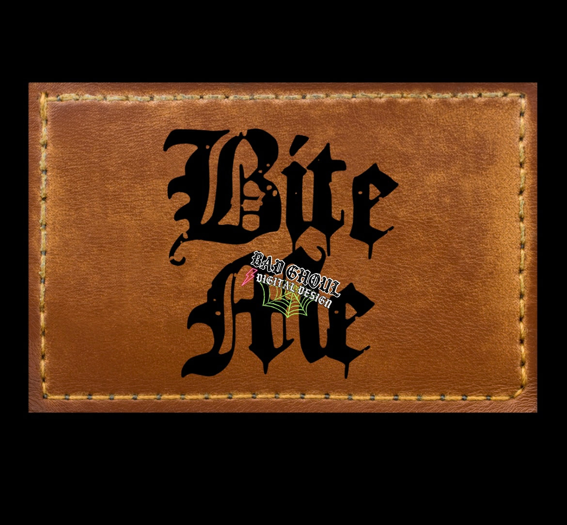 Bite Me Faux Leather Hat Patch PNG Download