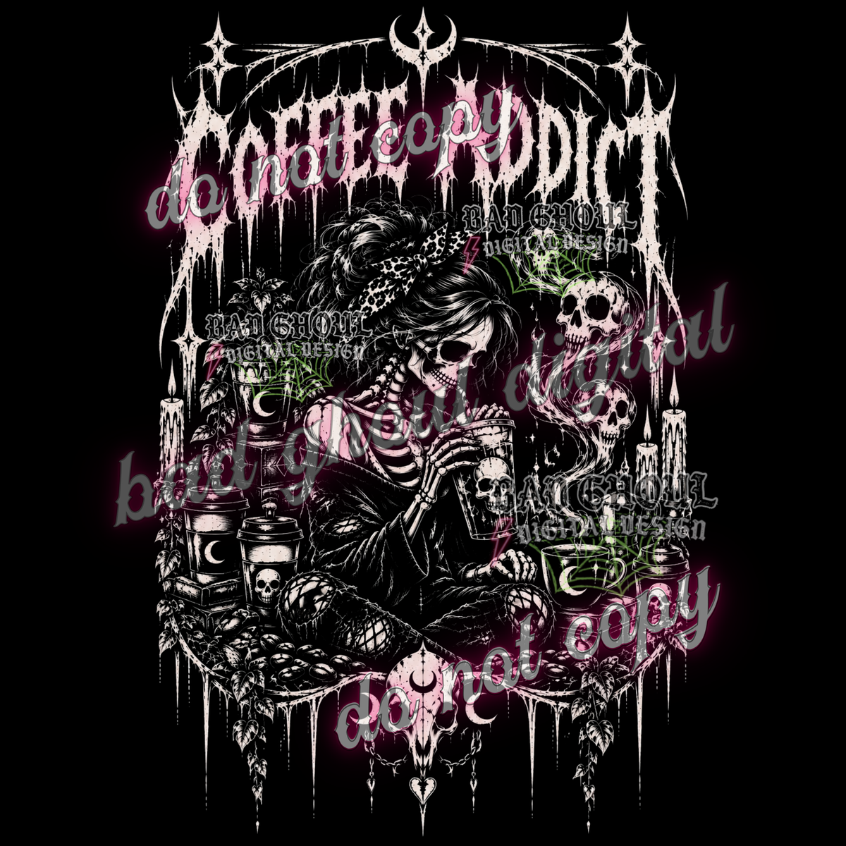 Coffee Addict | PNG DOWNLOAD BLACK FAB ONLY