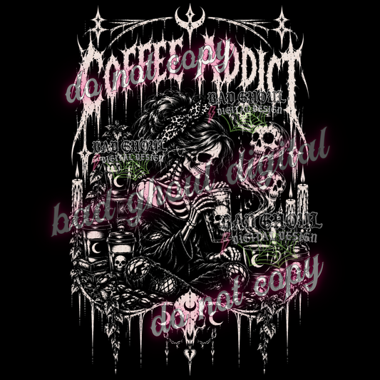 Coffee Addict | PNG DOWNLOAD BLACK FAB ONLY