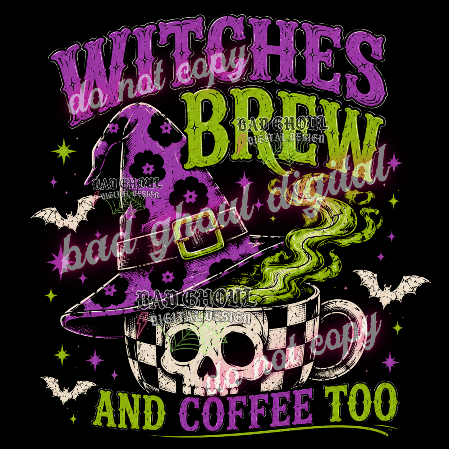 Witches Brew and coffee too | PNG DOWNLOAD BLACK FAB ONLY