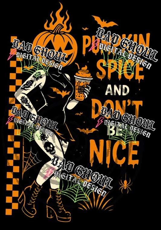 Pumpkin Spice PNG DOWNLOAD Black Fabric Only