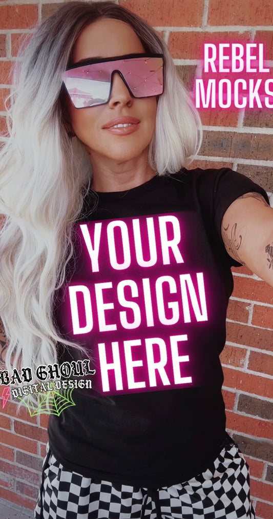 Black Tee IRL Model Mock Up Blondie Vibes
