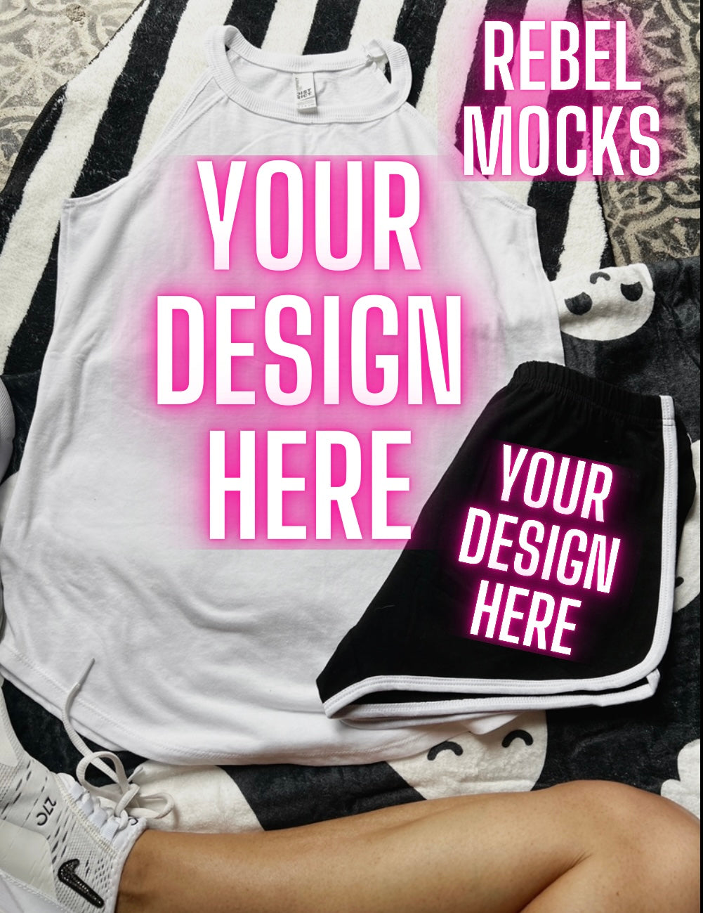 Rocker Tank and Dolphin Short Set Flat Lay Mock Up TRENDING