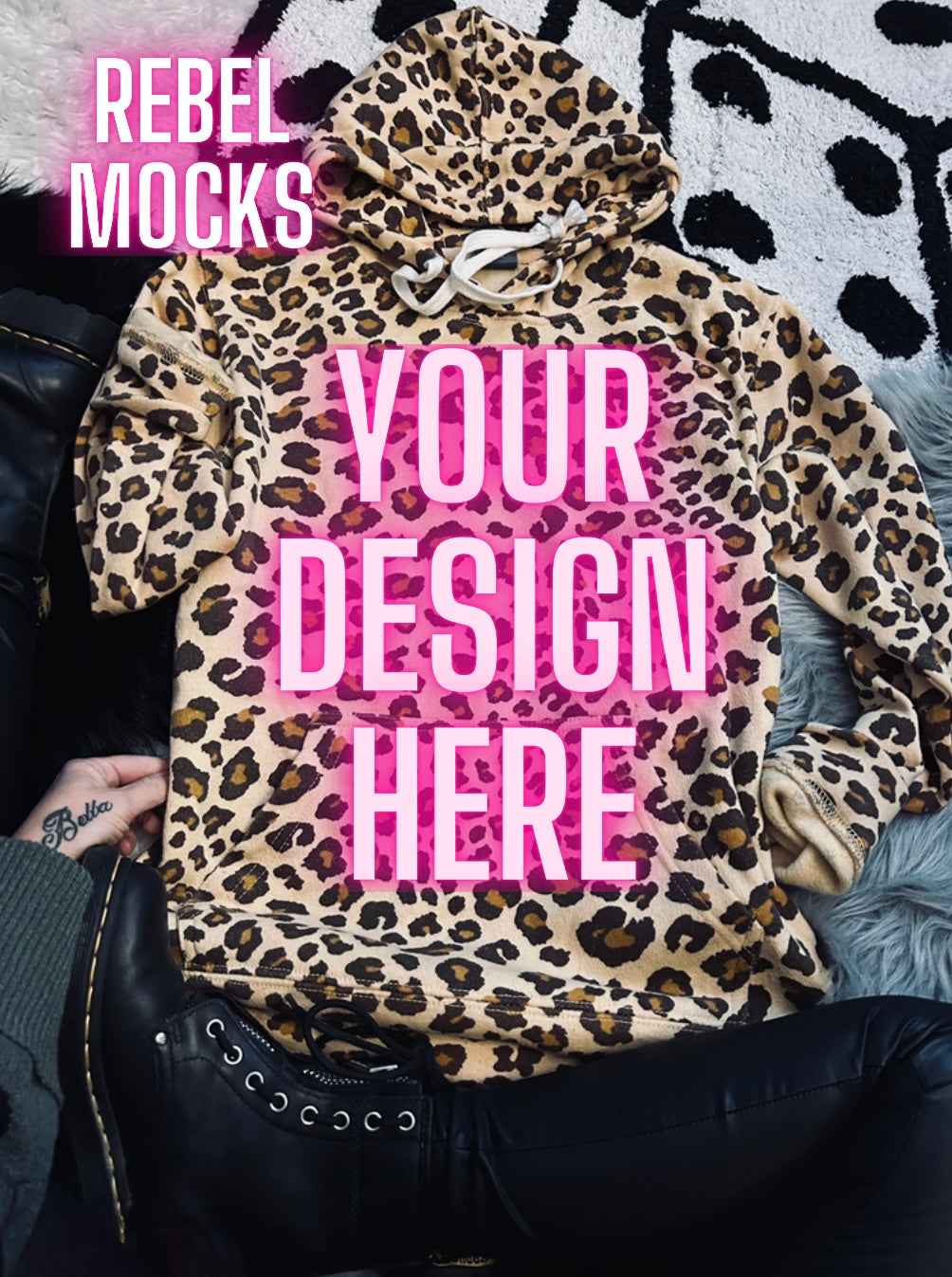 J America Leopard Hoodie Sweatshirt Trendy Mock Up