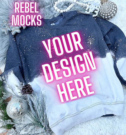 Acid Wash Sweatshirt Neutral Holiday Winter Flat Lay Mock Up