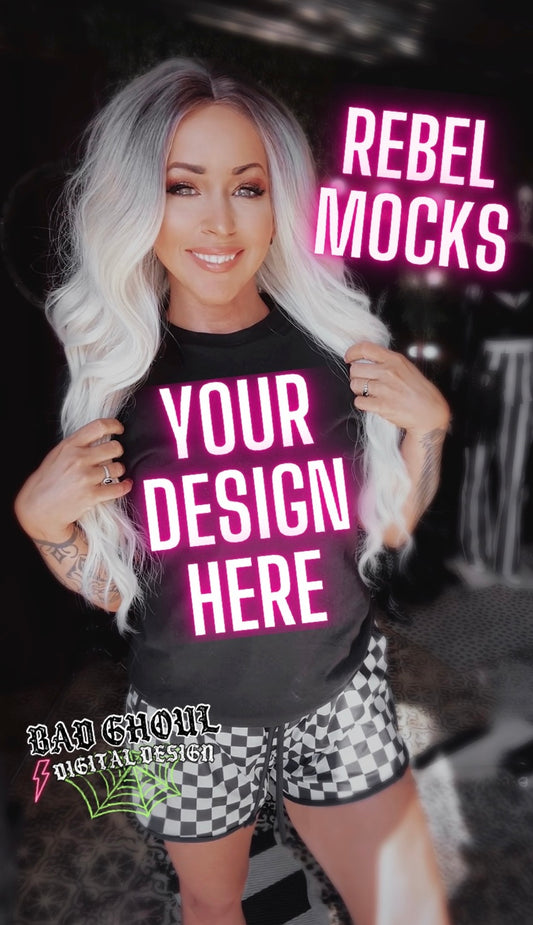 Black Tee IRL Model Mock Up Blondie Vibes