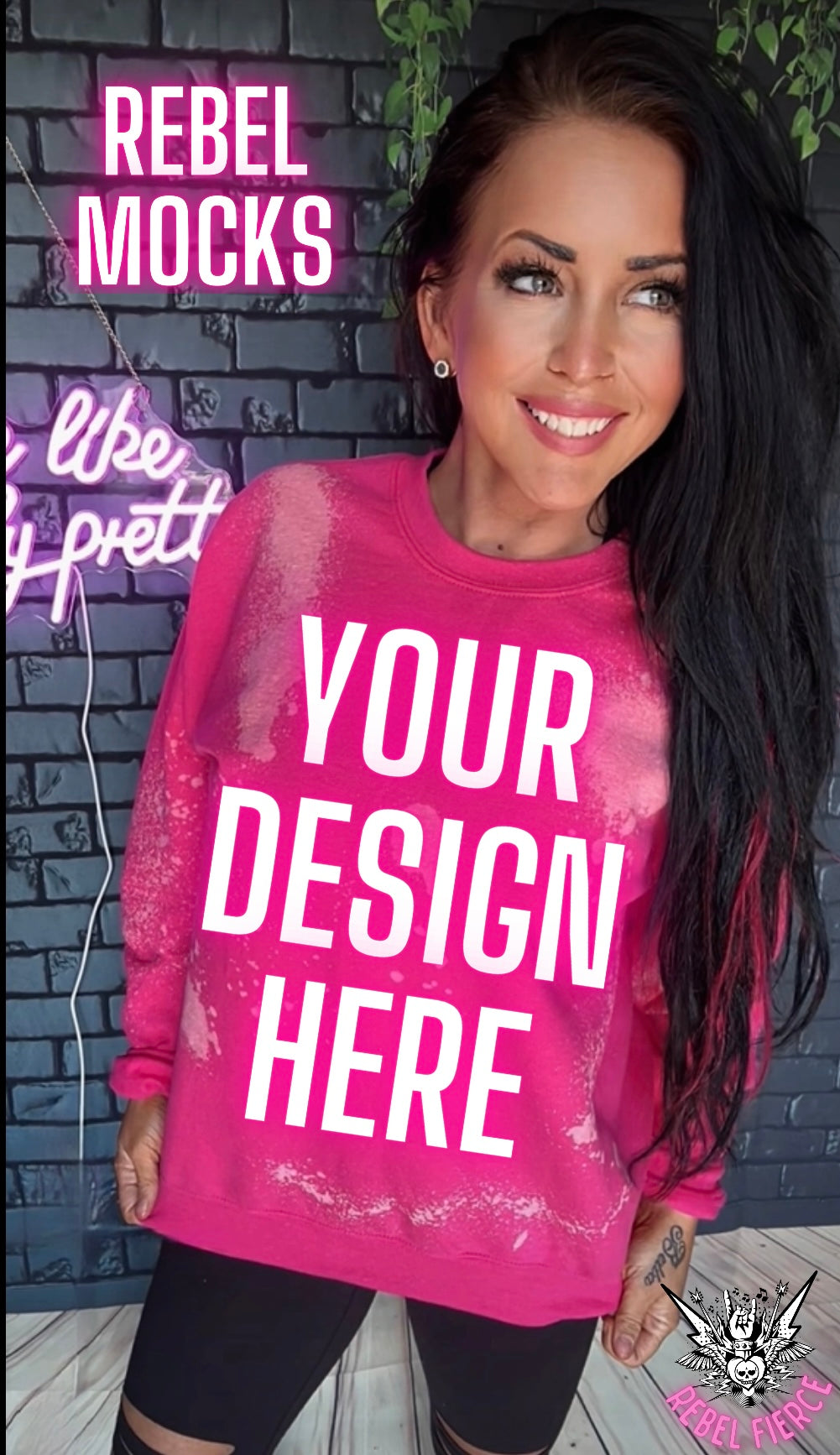 Heliconia  Acid Wash Crew Neck Sweatshirt IRL Model Mock Up TRENDING VIBES