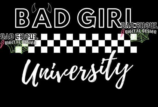 Bad Girl University PNG Download black & White