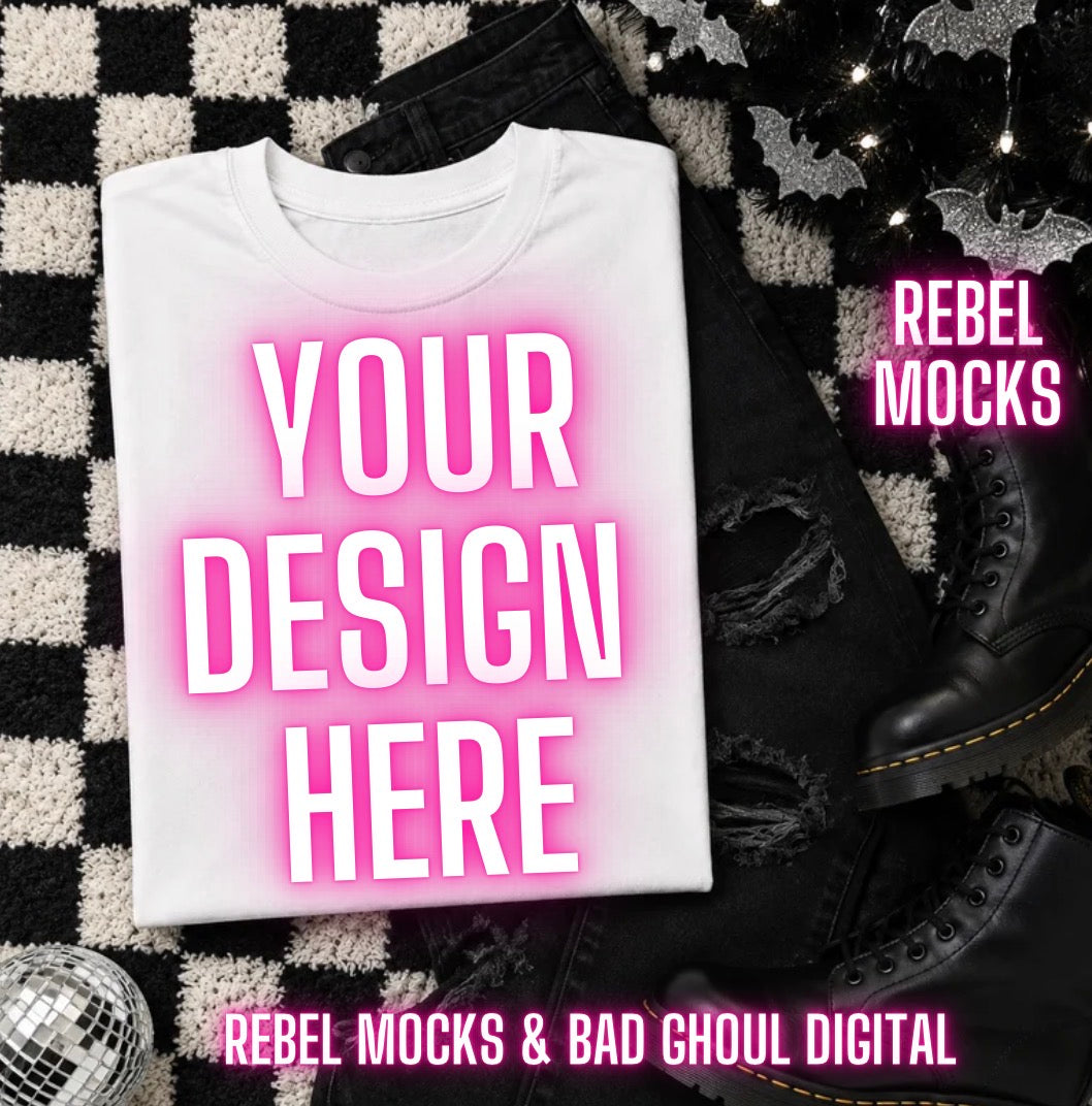 White Tee|Edgy Holiday Alternative Mock Up