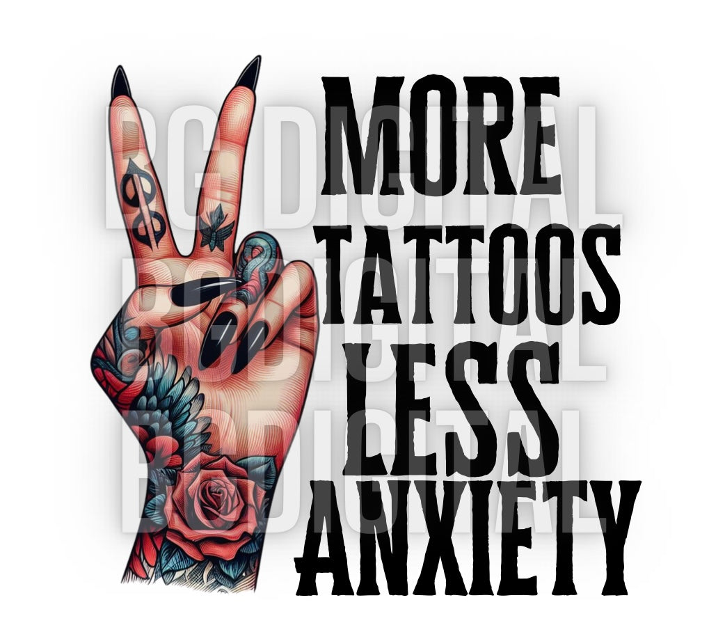 More Tattoos Less Anxiety Bundle 3 Design Bundle PNG Download