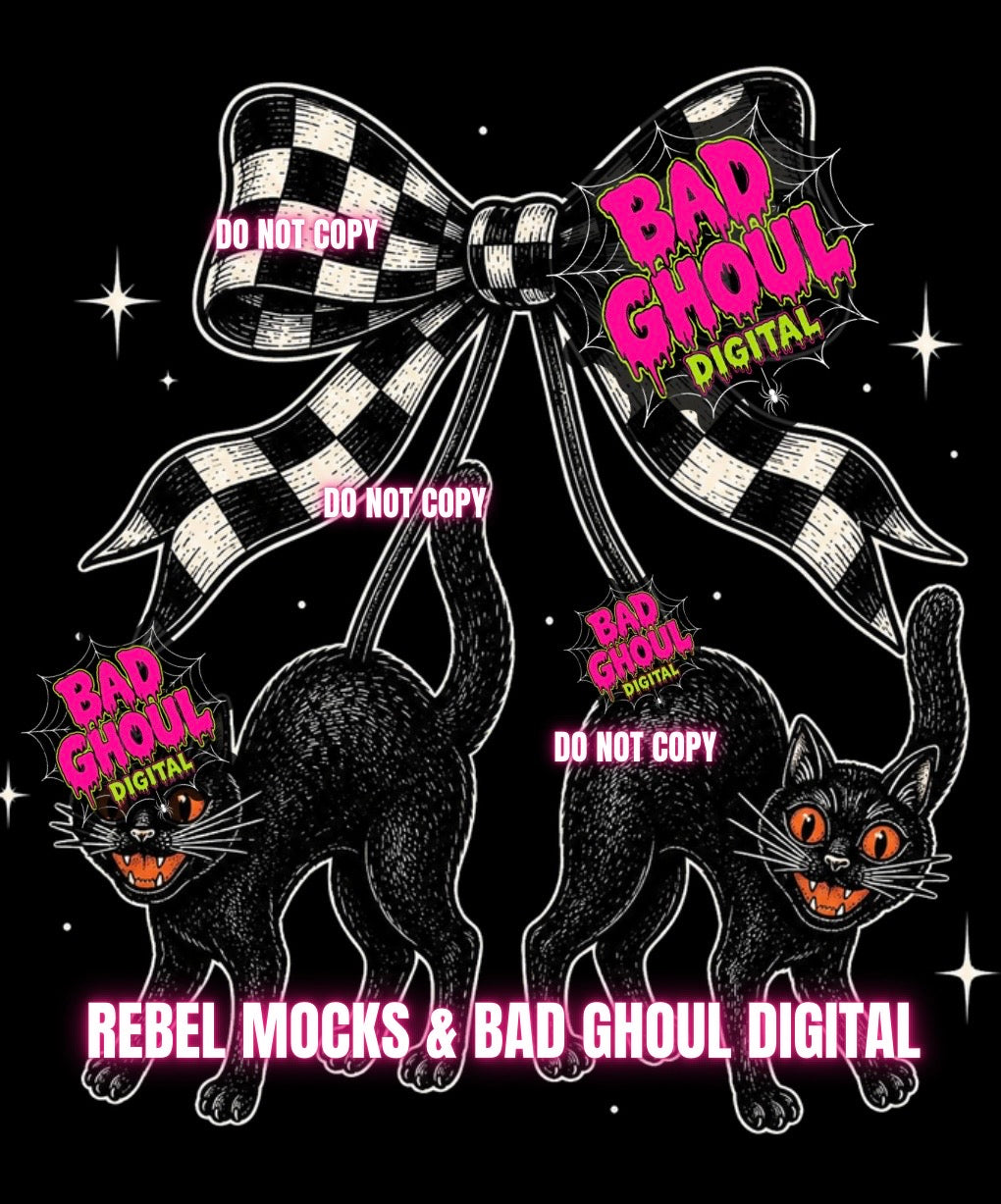 Black Cats Bow| Black Fabric|PNG DOWNLOAD