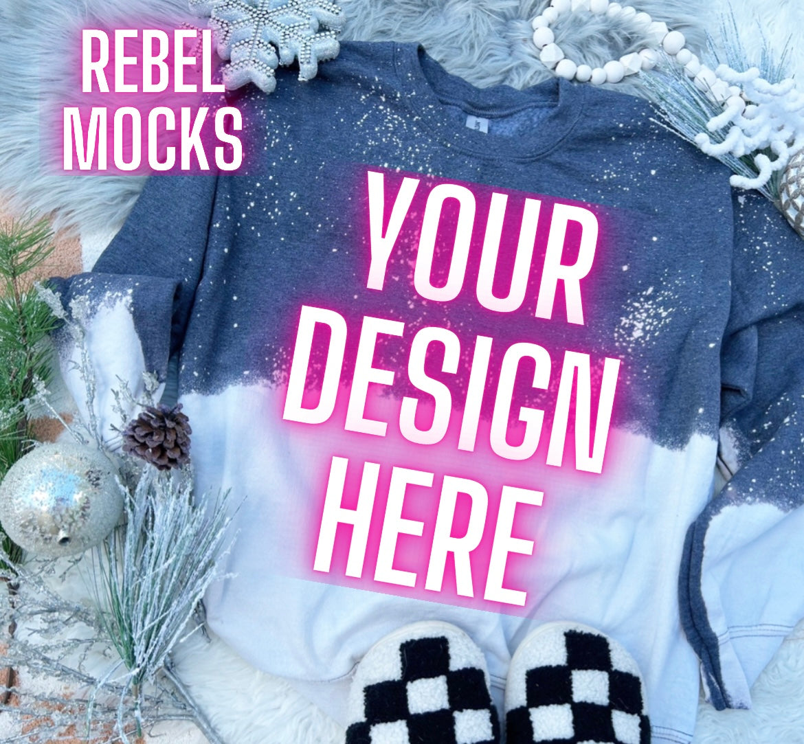 Acid Wash Gildan Heather Charcoal Crewneck Sweatshirt Neutral Holiday Winter Flat Lay Mock Up Checkered