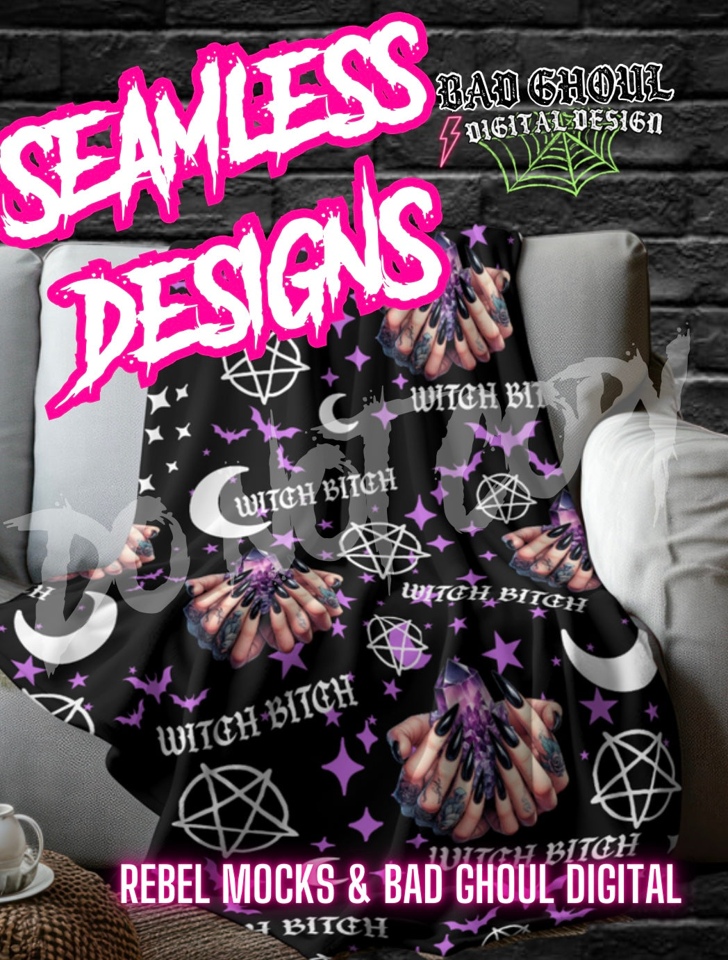 Witch Bitch Seamless PNG Download