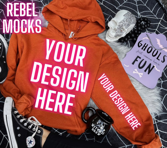 Texas Orange Burnt Orange Jerzee Hoodie Mock Up Flat Lay