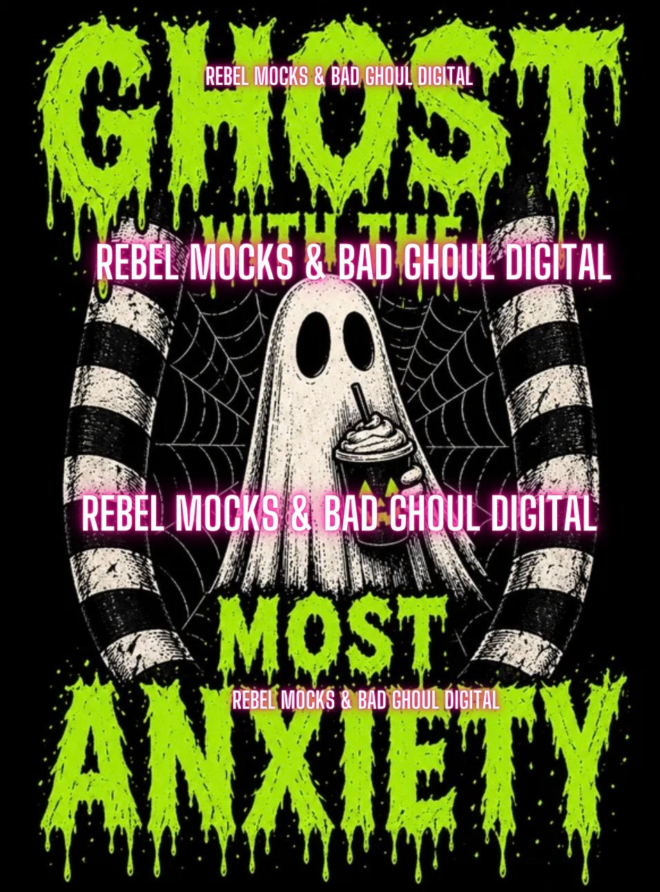 Ghost with the most anxiety| Black Fabric Ultra Grunge |PNG DOWNLOAD