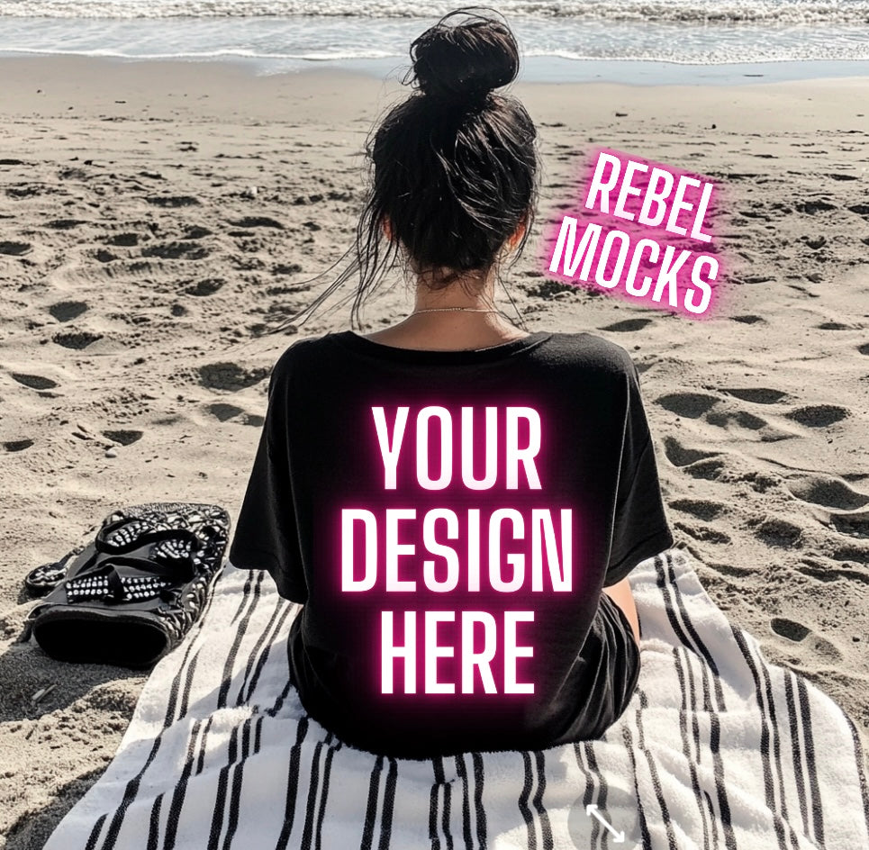 Black Tee Beachy Alt Vibez Model Mock Up