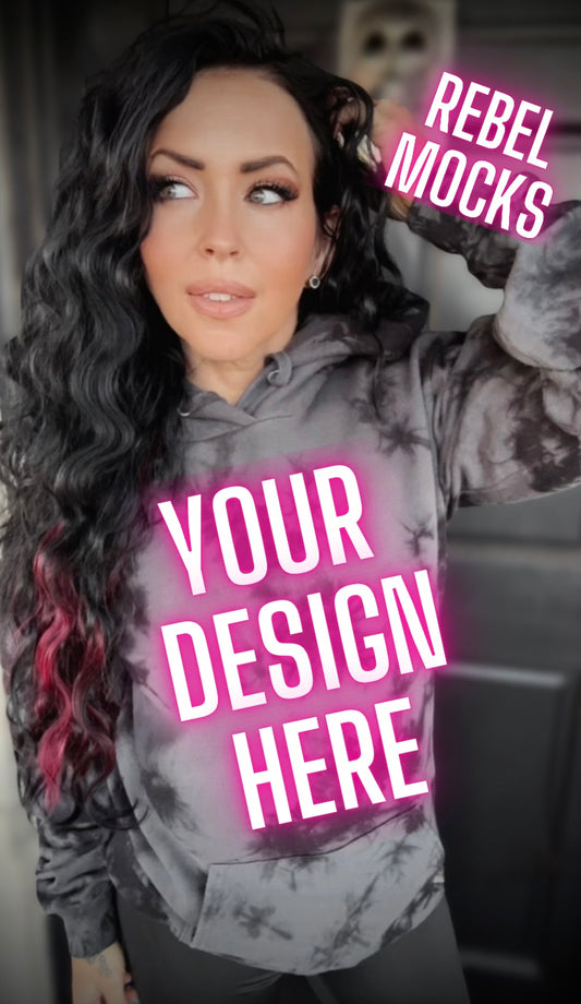 Black Crystal Dye Hoodie Model Mock Up