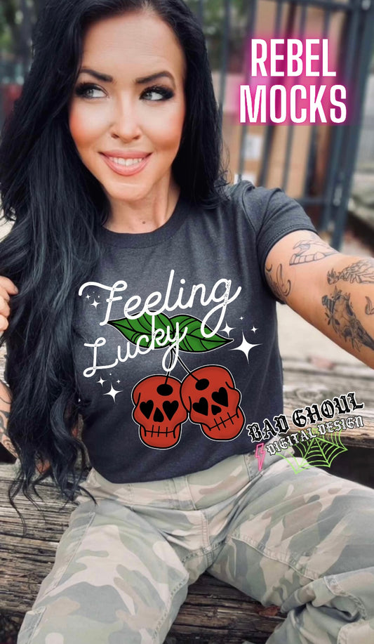 Feeling Lucky Skull Cherries PNG Download 2 Files Black And White