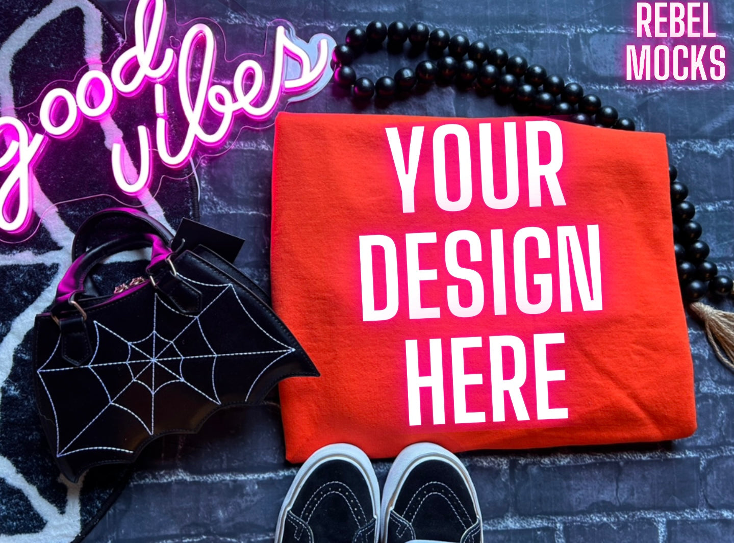 Orange Gildan Crew Flat Lay Tee Mock TRENDING