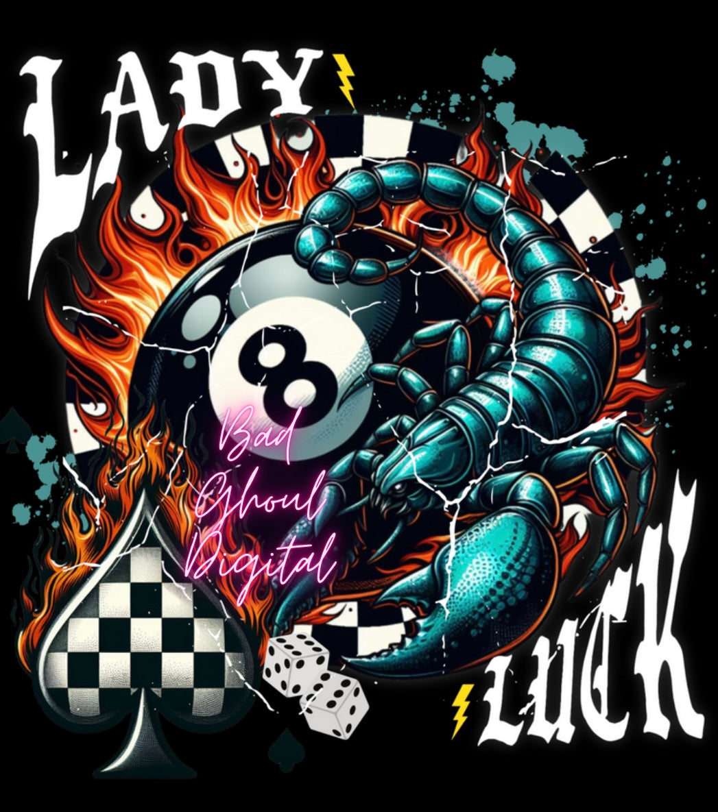 Lady Luck Digital Download PNG DTF